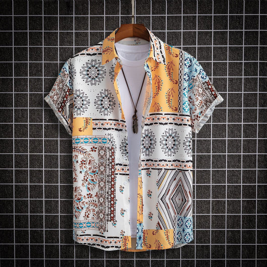 Camisa Estampada Artística para Hombre - Manga Corta - Image 4