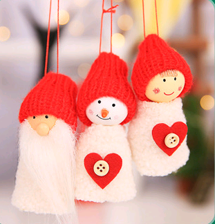 Set de 3 Figuras Navideñas Colgantes - Abuelo, Muñeco de Nieve y Niña