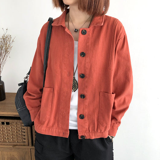 Blusa de Trabajo Suelta Clásica Multicolor con Solapa - Image 9