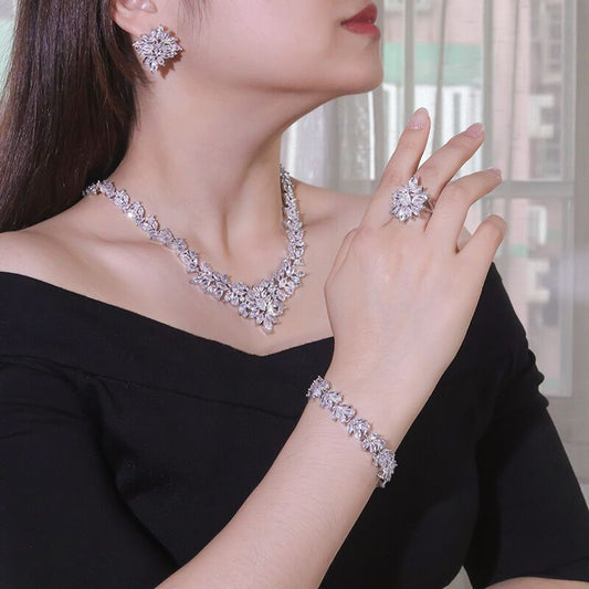 Conjunto de 4 Collares y Pulseras de Cobre con Circonitas Micropavé