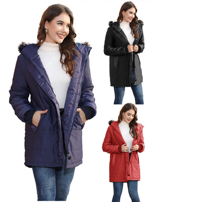 Abrigo Largo Entallado con Capucha para Mujer Talla Grande - Image 5