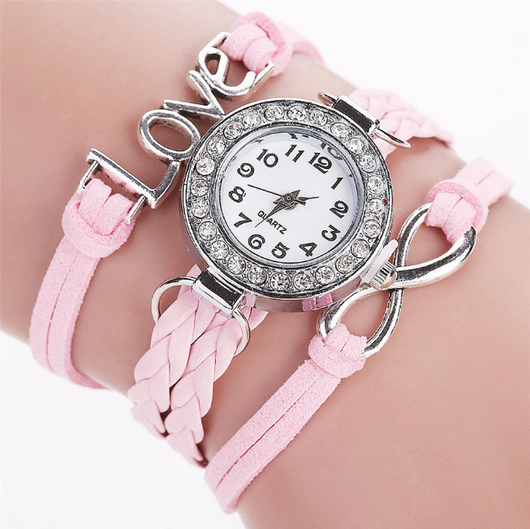 Reloj Pulsera de Diamantes con Correa de Terciopelo Coreano LOVE para Mujer - Image 3