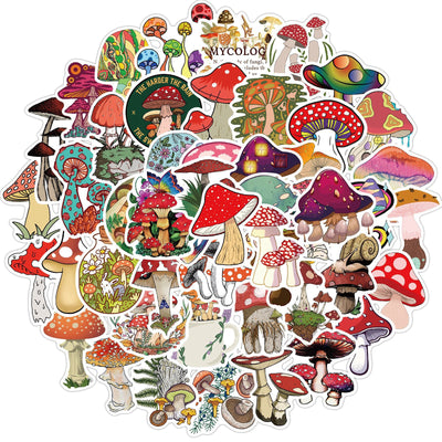 A large collection of 50 colorful mushroom graffiti stickers in various cartoon and artistic styles. - Image 2
