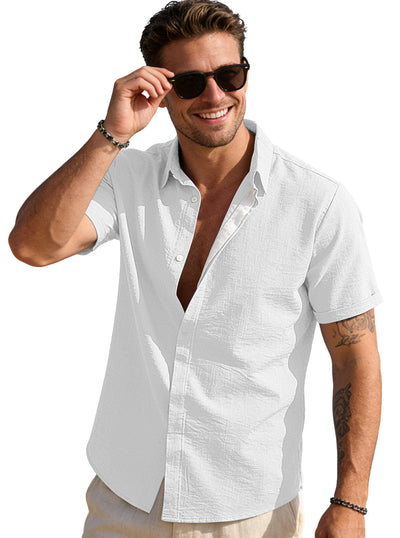 Camisa Casual de Manga Corta con Cuello Solapa - Image 34