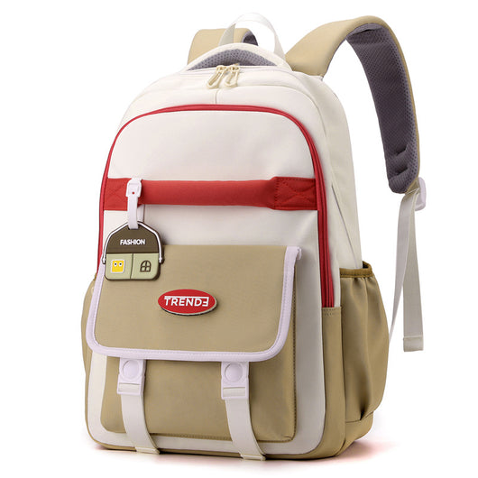 Mochila Escolar Niña Estilo Preppy Multicolor Ligera Doble Compartimento - Image 5