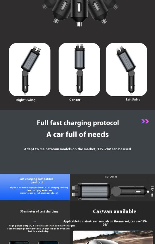 Cargador Automotriz 120W Cuatro en Uno con Diseño Cielo Estrellado - Image 10