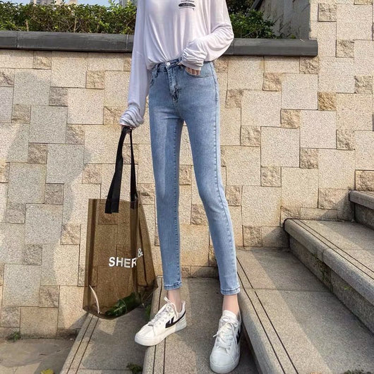 Pantalones Vaqueros Claros Talle Alto Ajustados Elásticos Tipo Lápiz Mujer - Image 12