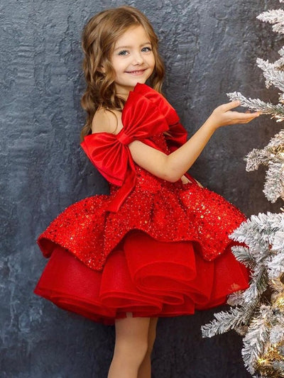 Vestido Princesa Niña Falda Tutú Rojo con Lentejuelas y Moño - Image 14