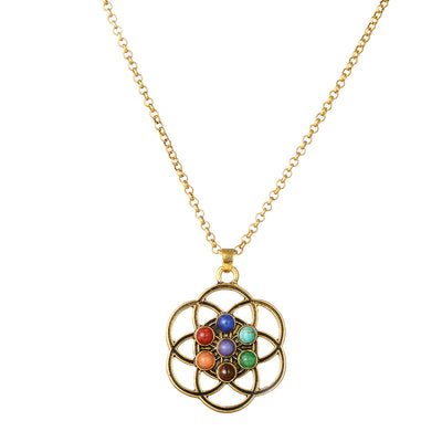 Collar Colgante de Piedra Energética Plata Oculta para Yoga