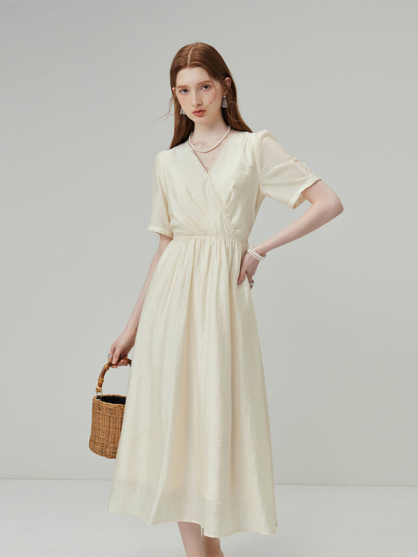 Vestido Jacquard Tencel Escote V con Textura - Image 3