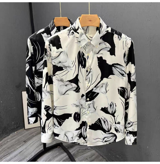 Camisa Estampada Floral Slim Fit de Manga Larga para Hombre - Image 11