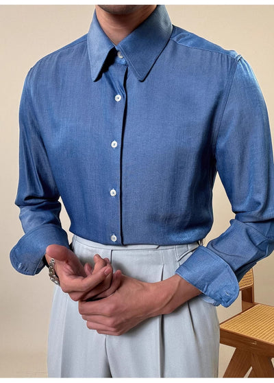 Camisa Casual Business de Manga Larga con Cuello Redondo para Hombre - Image 15