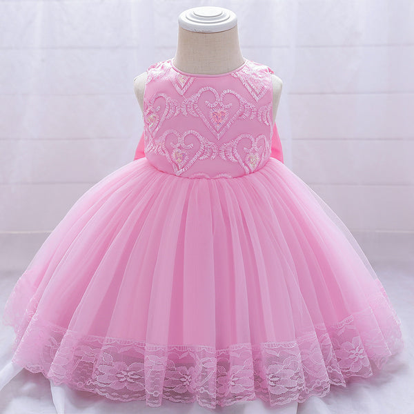 Vestido de Niña Europeo Americano con Bordado en Malla