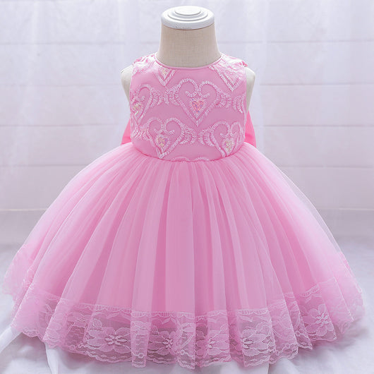 Vestido de Niña Europeo Americano con Bordado en Malla - Image 2