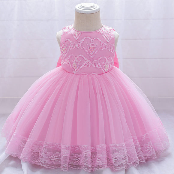 Vestido de Niña Europeo Americano con Bordado en Malla