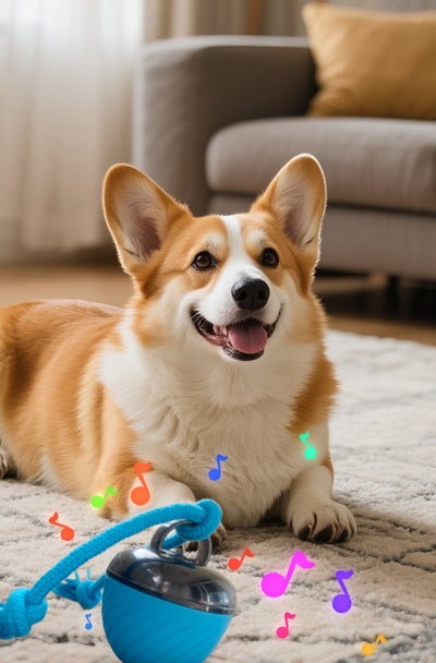 Red and black smart interactive pet toy ball with a textured swirl pattern and an attached red rope. - Image 29