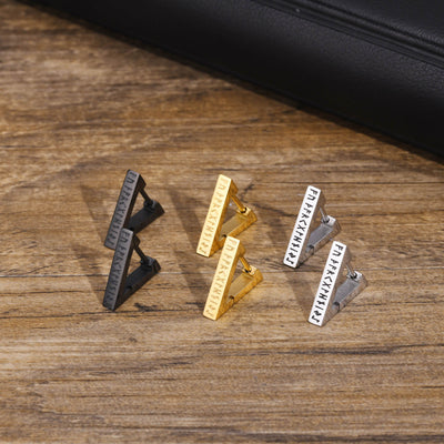 Arete Triangular de Acero Inoxidable con Símbolo Viking Geométrico