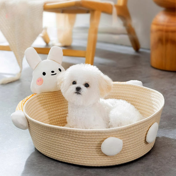Cama Nido para Gatos de Cuerda de Algodón - Rascador Tejido para Gatos y Conejos