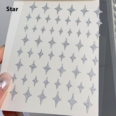 Decoraciones de Uñas Mariposa y Estrella Plateada - Adhesivo Reutilizable - Image 8