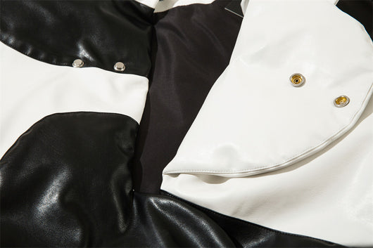 Abrigo Acolchado de Algodón con Cuello Alto y Costuras Irregulares Bicolor - Image 30