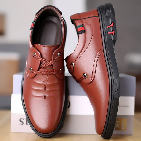 Zapatos Casuales de Cuero Suave con Punta Redonda