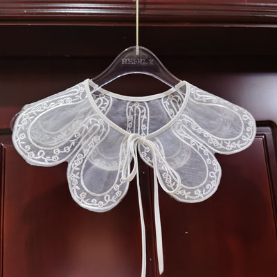 Chal Femenino con Cuello de Encaje Organza Bordado y Flores - Image 10
