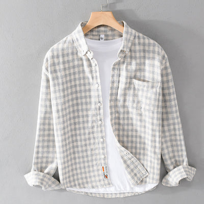 Camisa Cuadros Japonesa Manga Larga para Hombre - Estilo Casual y Versátil - Image 7