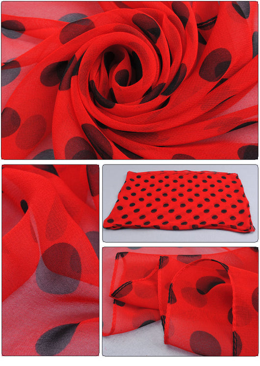 Pañuelo Lunares Rojo Brillante - Chifón Ligero Protector Solar - Image 16