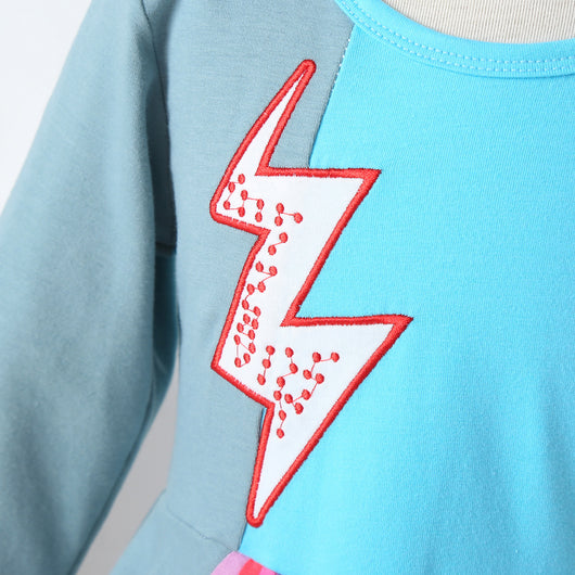 Vestido Infantil Manga Larga con Bordado de Animales Arcoíris - Image 4