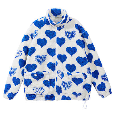 Chaqueta Sherpa con Corazones para Parejas - Estilo Casual y Trendy - Image 5
