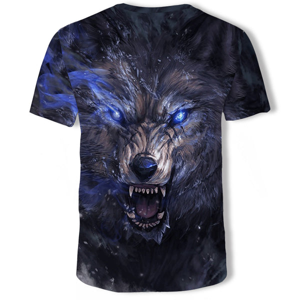 Playera con Estampado 3D de Cabeza de Lobo para Hombre - Image 19