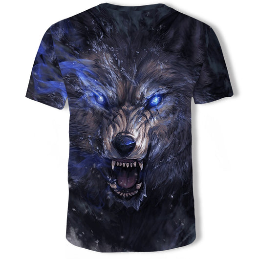 Playera con Estampado 3D de Cabeza de Lobo para Hombre - Image 19