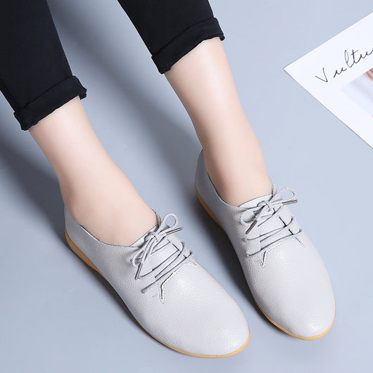 Zapatos Blancos Planos Clásicos Estilo Británico para Mujer - Image 6