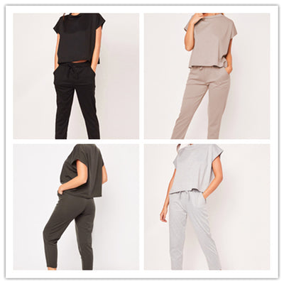 Conjunto Casual de 2 Piezas: Top Corto Manga Corta y Pantalón Capri