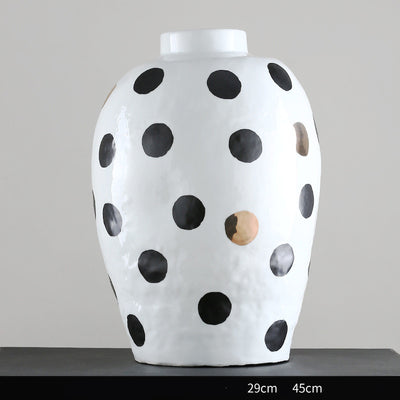 Jarrón de Cerámica Decorativo con Diseño de Olas y Puntos - Image 12