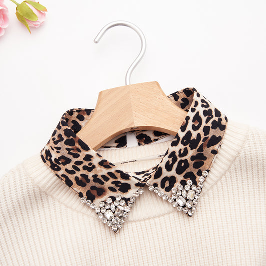 Suéter Estampado de Leopardo para Mujer - Cuello Camisero Versátil