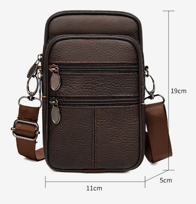 Bolsa Bandolera de Cuero Genuino Multifuncional para Teléfono - Image 9