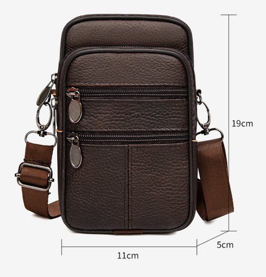 Bolsa Bandolera de Cuero Genuino Multifuncional para Teléfono - Image 9