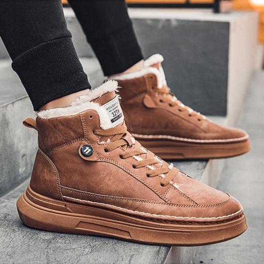 Tenis Altos de Terciopelo para Hombre - Zapatillas Cálidas y Acolchadas Estilo Coreano - Image 22