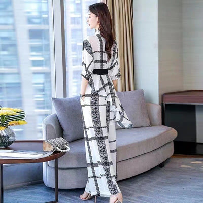 Conjunto Elegante: Blusa Asimétrica de Gasa y Pantalón Ancho - Image 3