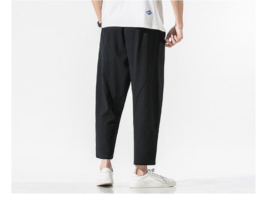 Pantalones Casuales Talla Grande Hombre - Corte Recto Algodón Lino Estilo Retro - Image 15
