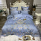 Juego De 4 Piezas De Ropa De Cama De Algodón De Alto Grado Estilo Palacio Bordado, Azul Grisáceo 1.5 M A 1.8 M