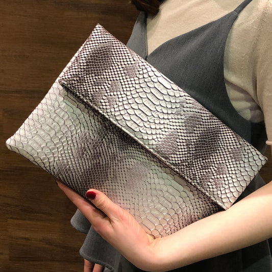 Cartera de Mano Estampado Serpiente Multiuso Gran Capacidad