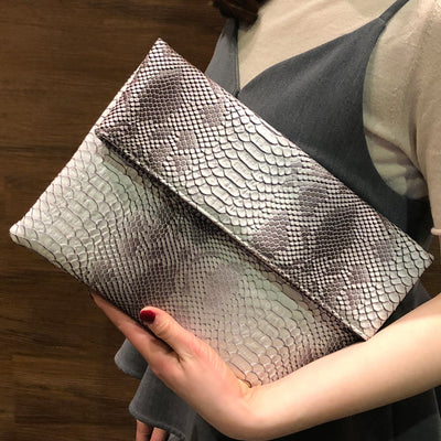 Cartera de Mano Estampado Serpiente Multiuso Gran Capacidad