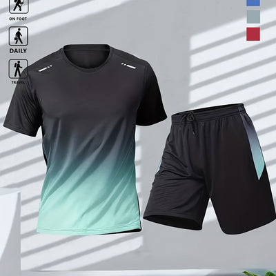 Conjunto Deportivo Casual de Verano con Diseño Degradado - Playera y Shorts - Image 7