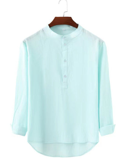 Camisa Casual para Hombre con Cuello de Pie y Puños Reforzados - Image 11
