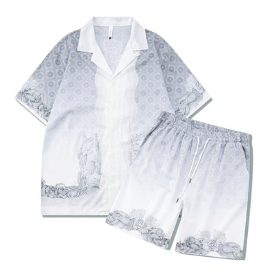 Playera Retro Estilo Casual con Estampa Estatua de Piedra Blanca y Plateada - Image 8