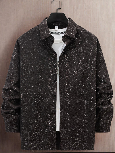 Camisa Casual de Manga Larga con Estampado Lunares Bronceado - Image 6