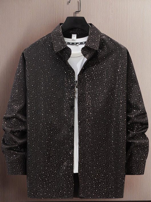 Camisa Casual de Manga Larga con Estampado Lunares Bronceado - Image 6