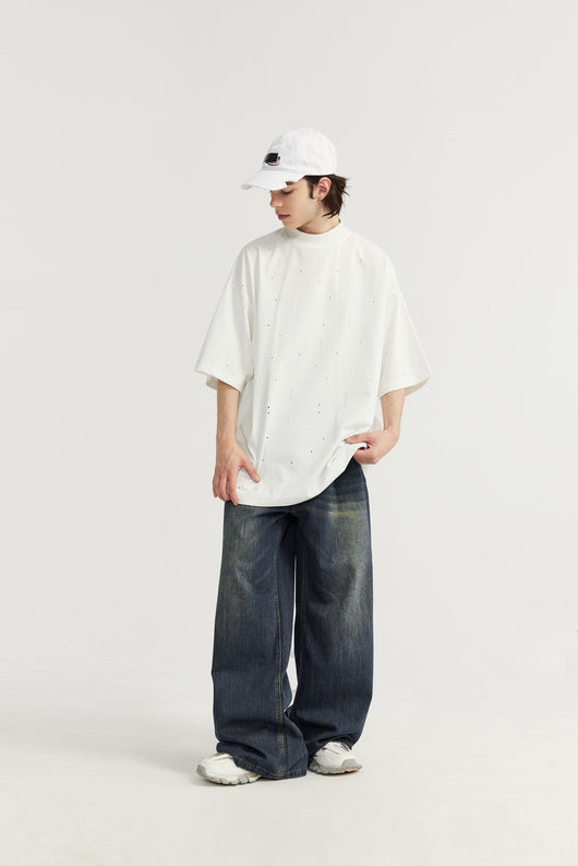 Pantalones Vaqueros Rectos Talla Alta para Hombre - Corte Ancho Lavado - Image 14